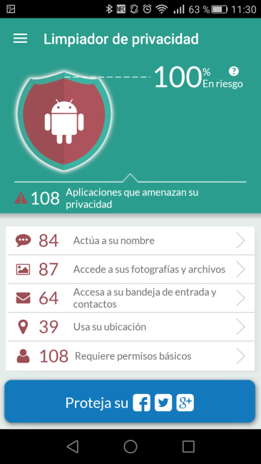 MyPermissions Privacy Cleaner - Estado de la privacidad del dispositivo Android