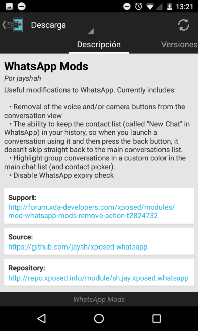 WhatsApp modulo Xposed