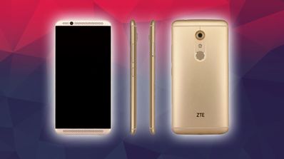 ZTE Axon 2 dorado sobre fondo oscuro