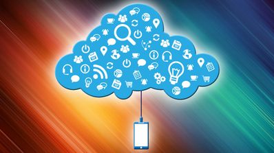 smartphone engachado a nube de contenidos