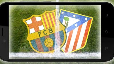 escudos barcelona y atleti dentro de un móvil