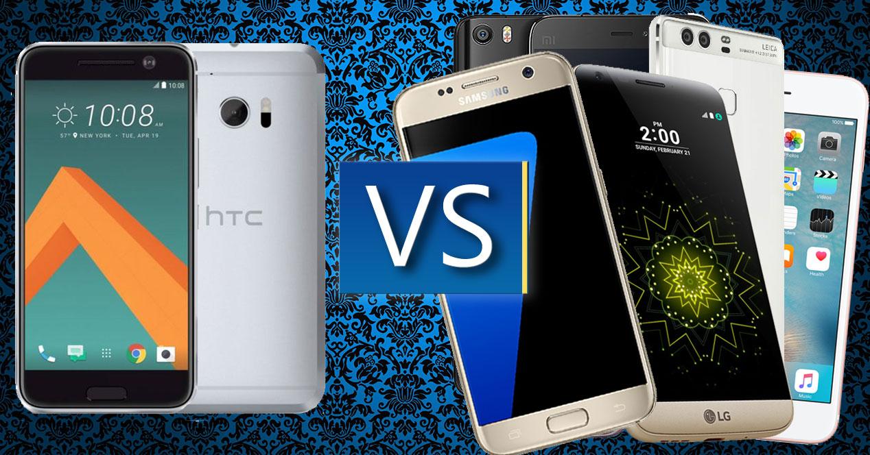 HTC 10, Samsung Galaxy S7, LG G5, Xiaomi Mi5, Huawei P9, iPhone 6s Plus