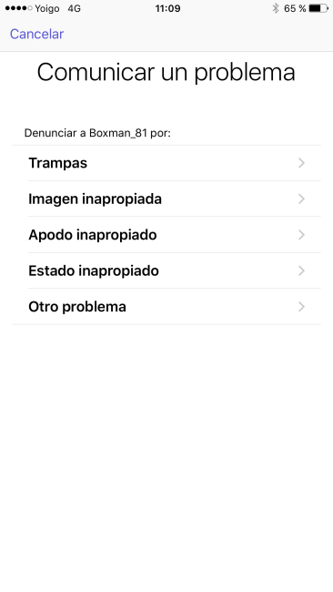 denunciar tramposos en iOS