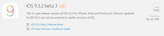 Versión de pruebas iOS 9.3.2 Beta 3