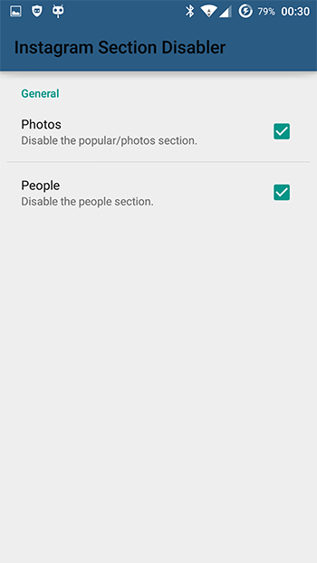 desactivar secciones menu instagram