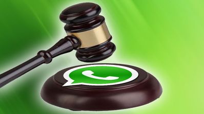 mazo de juez con logo de whatsapp