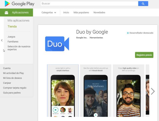 App de Google Duo en Google Play