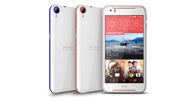 HTC Desire 830 en colo blanco, azul y rojo