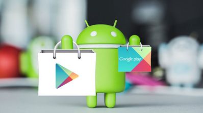 Play Store con muñeco Android