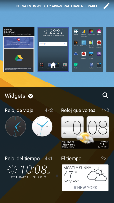 Widgets del HTC 10