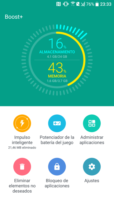 Aplicación Boost+ del HTC 10