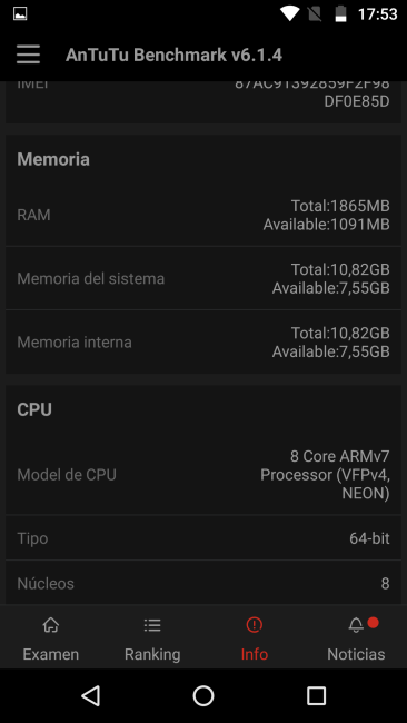 Datos en AnTuTu de Motorola Moto G4 Plus