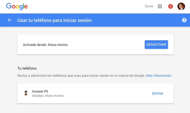 pantalla desactivación móvil Gmail