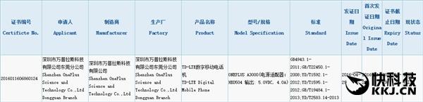 OnePlus 3 certificacion 3C