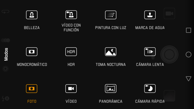 Interfaz de la cámara del Huawei P9 Plus