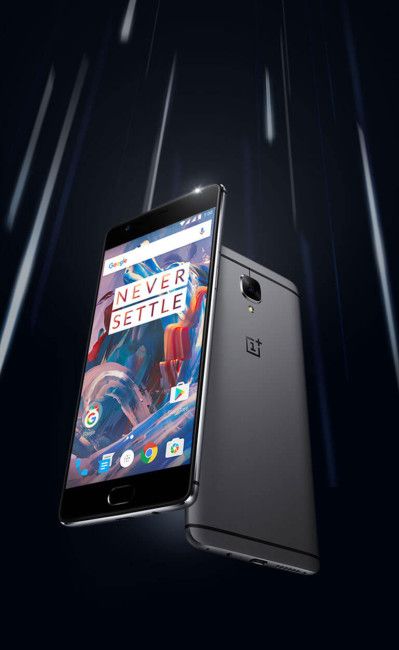OnePlus 3 con pantalla encendida y vista trasera de la cámara