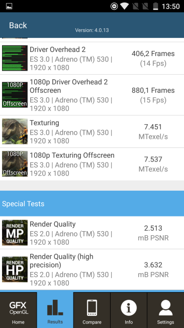 Resultado en GFXBench del OnePlus 3