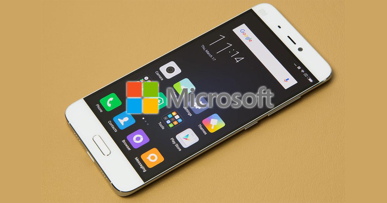 Xiaomi Mi5 con logo de microsoft
