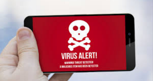 imagen de alerta de virus en smartphone