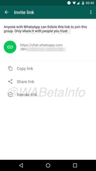 Opciones para compartir grupos en WhatsApp beta