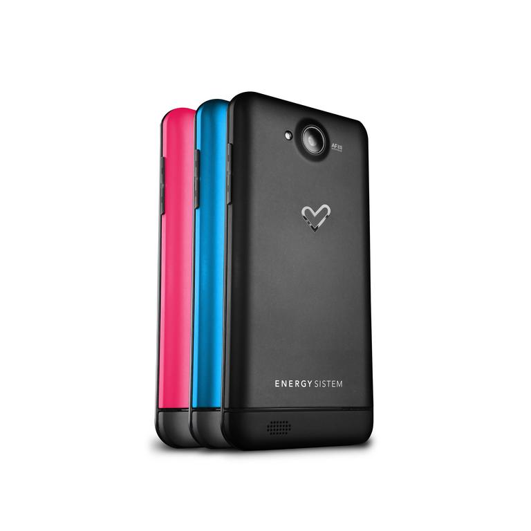 Energy Phone Colors ista trasera Energy Phone Colors en rosa, azul y negro