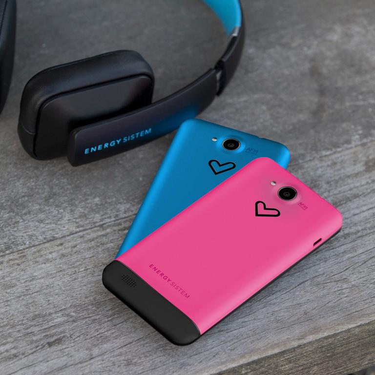 Energy Phone Colors en rosa y azul con auriculares inalámbricos