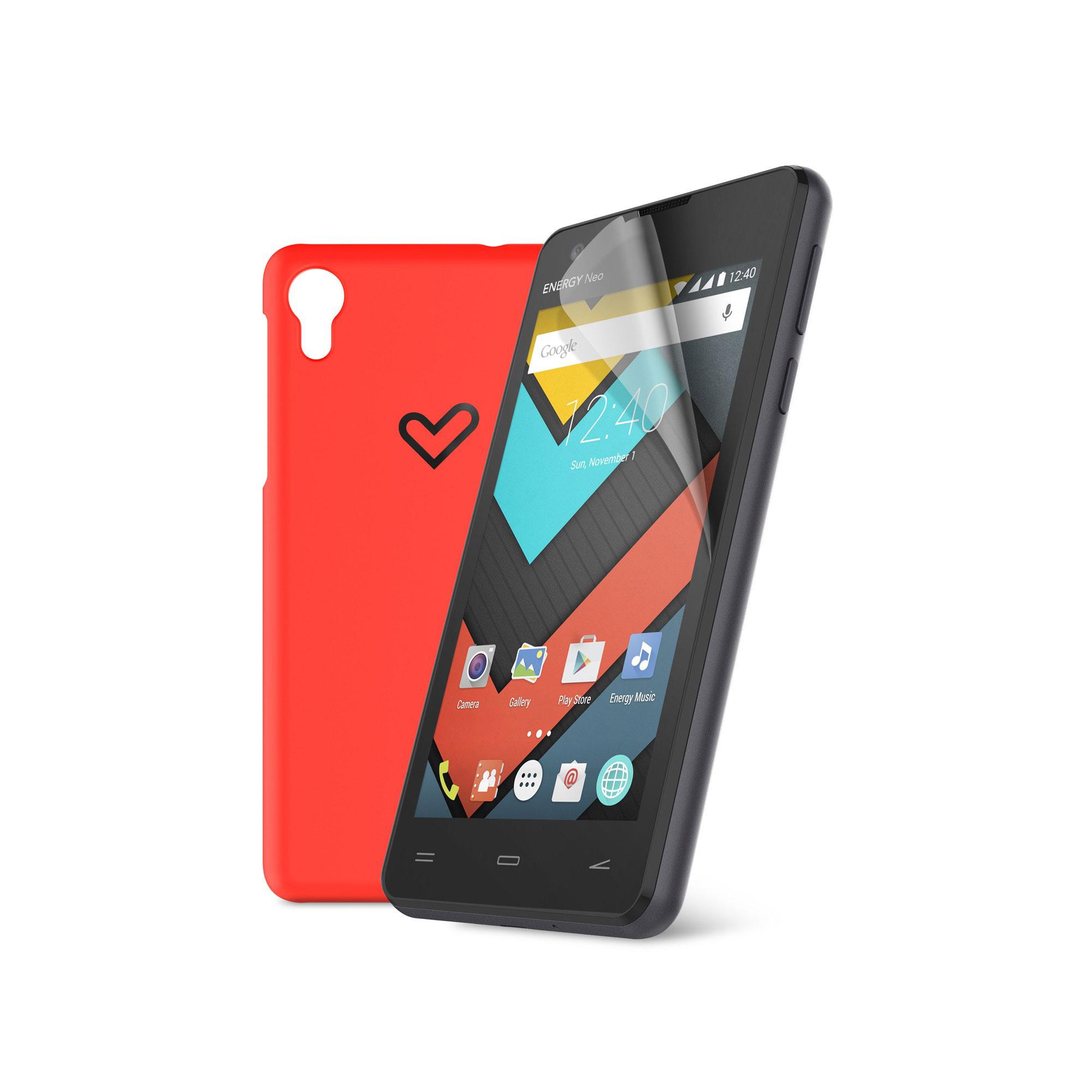 Energy Phone Neo Lite negro con funda de color rojo