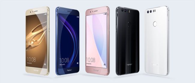 Honor 8 dorado, azul, rosa, negro y blanco