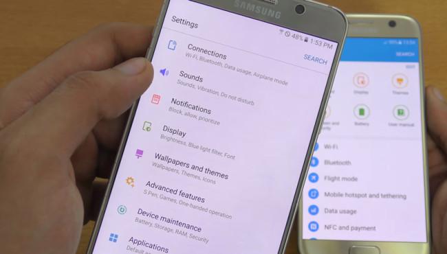 Menú de ajustes de TouchWiz UX en el Samsung Galaxy Note 7