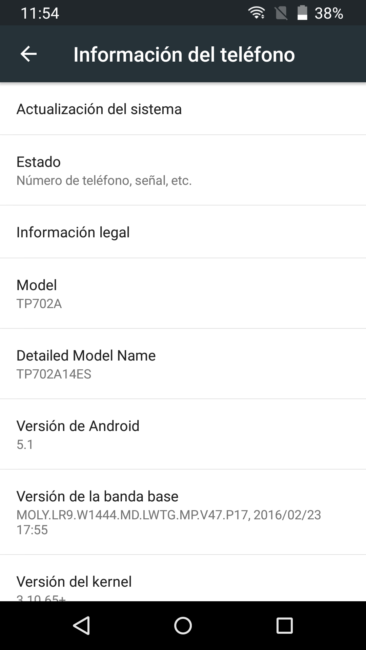 Información del sistema del TP-Link Neffos C5 Max