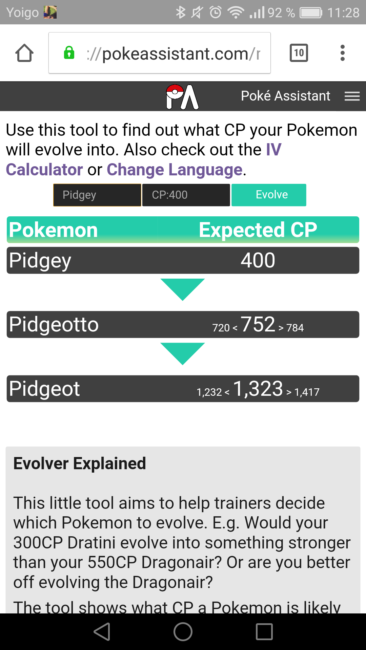 Pokemon evolve calculator