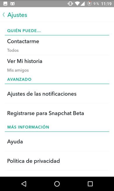 Snapchat - Privacidad