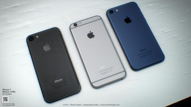 iPhone 7 negro, plateado y azul