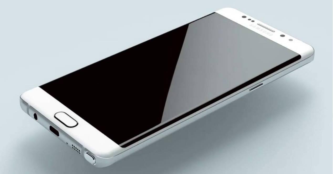Samsung galaxy note 7 prototipo renderizado en blanco