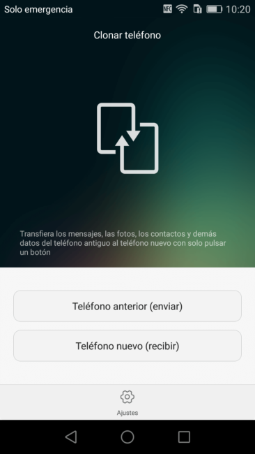 Interfaz de la aplicación Phone Clone