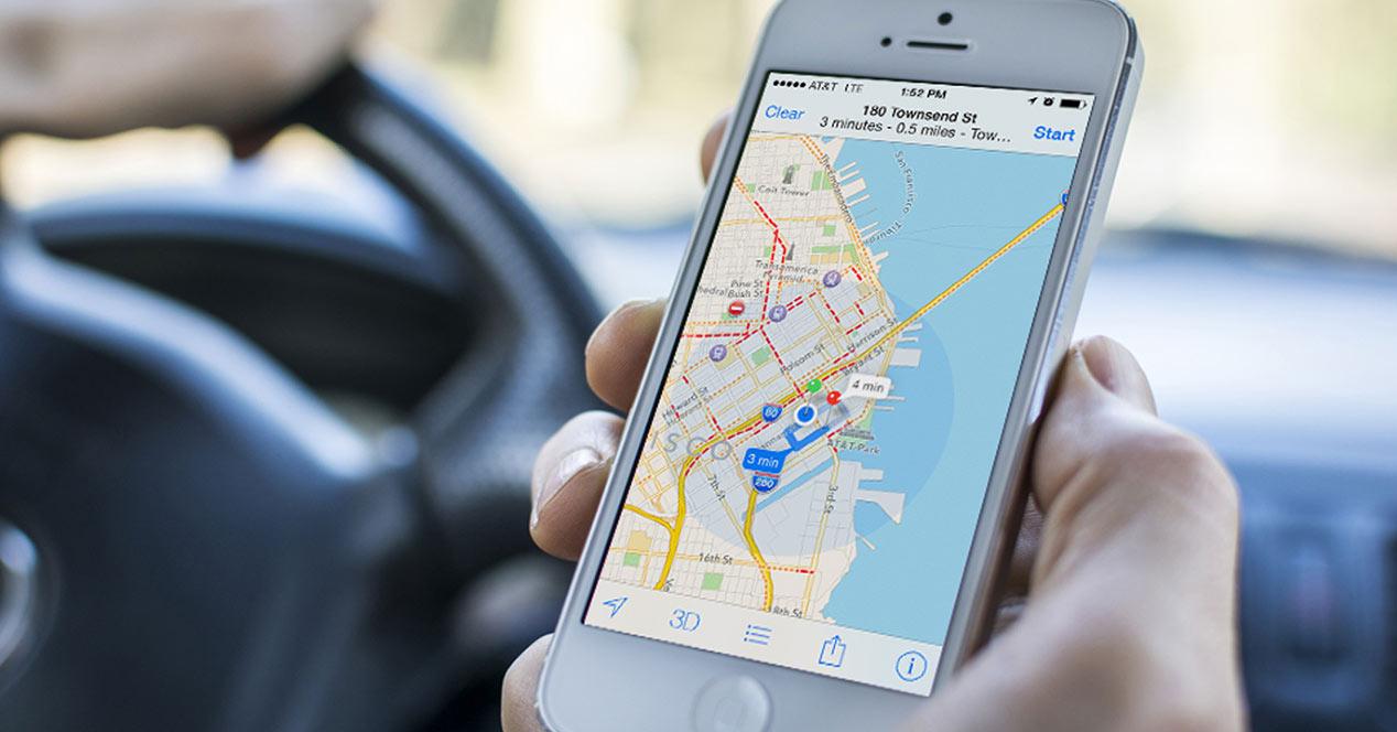Apple Maps en un iPhone