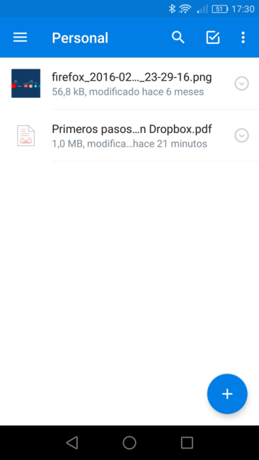 Archivos en Dropbox para Android