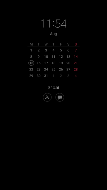 Calendario pantalla Always On del Samsung Galaxy Note 7