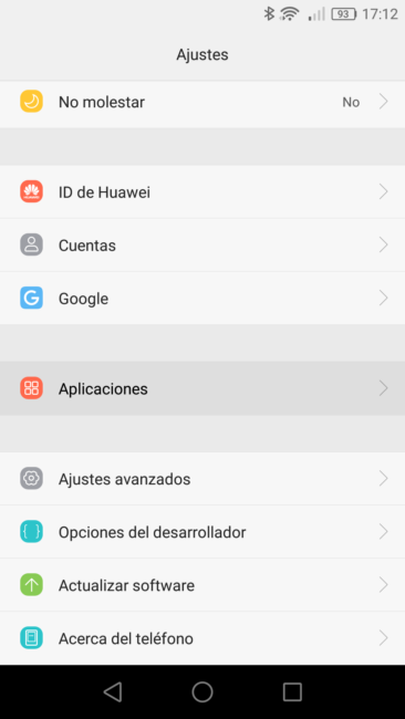 Huawei EMUI ajustes de aplicaciones