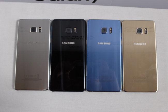 Samsung Galaxy Note 7 todos los colores trasera