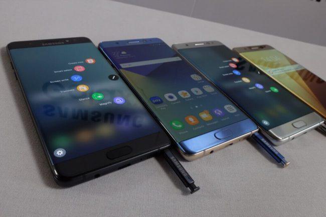 Samsung Galaxy Note 7 todos los colores frontal