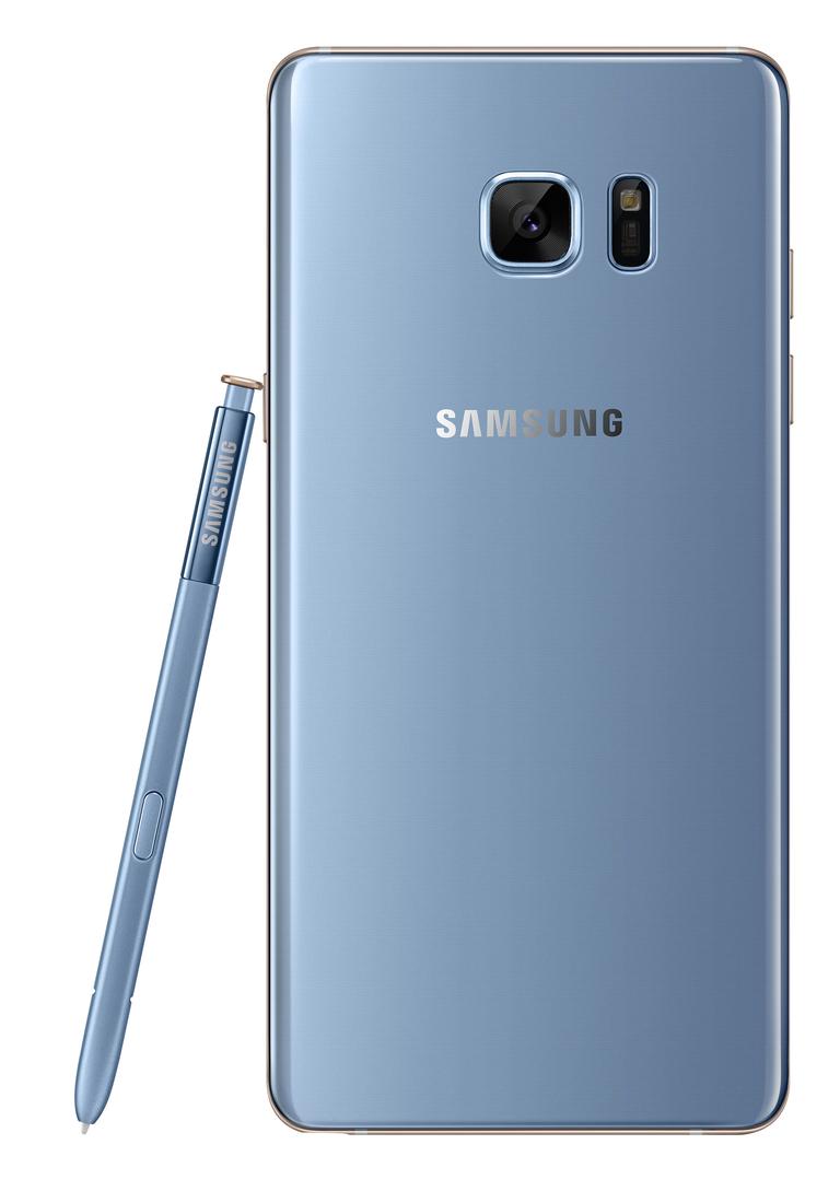 Samsung Galaxy Note 7 azul con lápiz S Pen
