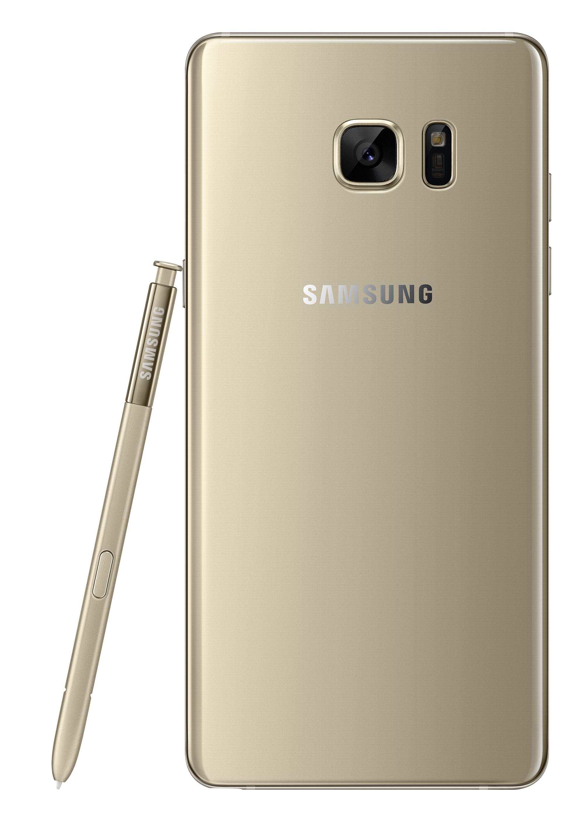 Samsung Galaxy Note 7 dorado u oro con lápiz S Pen