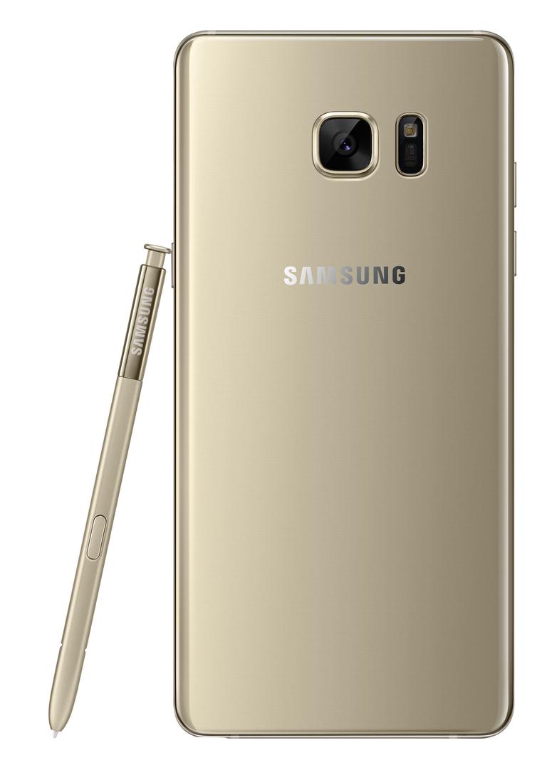 Samsung Galaxy Note 7 dorado u oro con lápiz S Pen