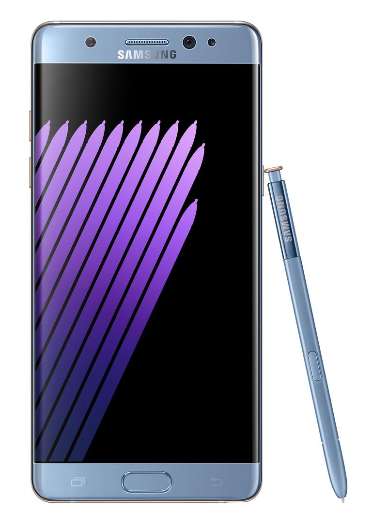 Samsung Galaxy Note 7 azul vista frontal