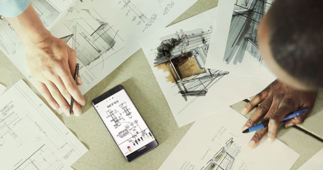 Samsung Galaxy Note 7 dibujo de esquema a mano alzada