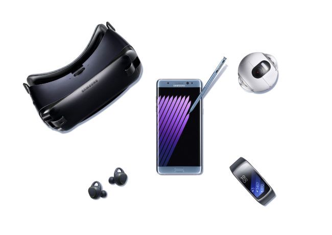 Samsung Galaxy Note 7 con accesorios