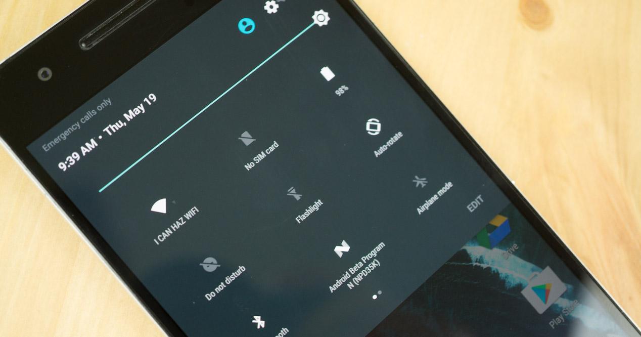 Android N panel de control