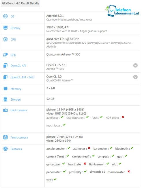 Teléfono Sony Xperia X Compact en la prueba GFXBench