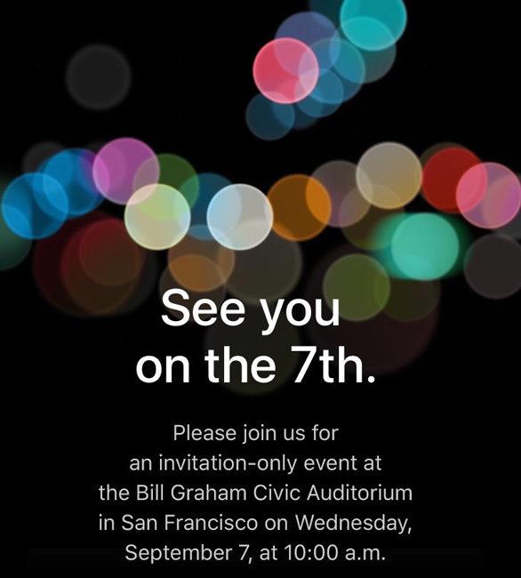 Invitación de prensa para la presentación del iPhone 7